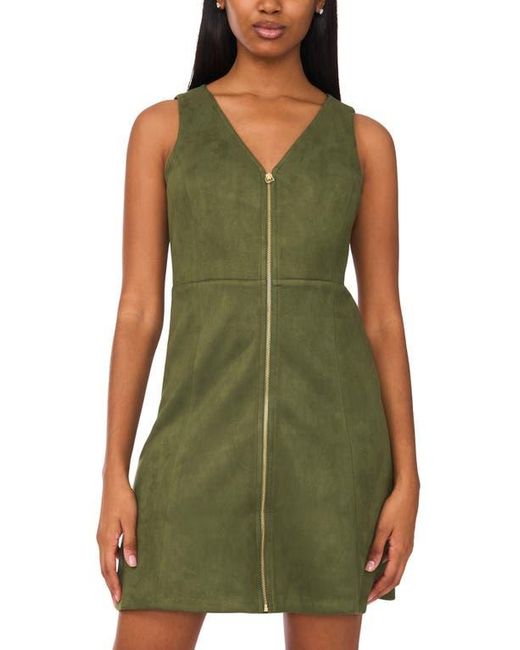 Halogen® Green Zip Front Sleeveless Minidress