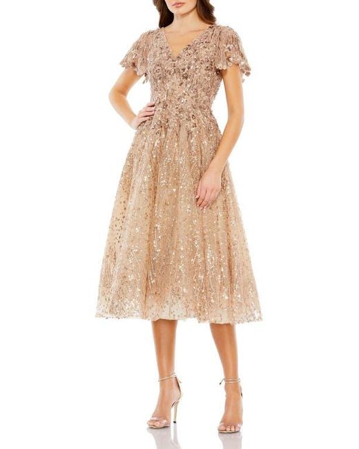 Mac Duggal Natural Embellished Butterfly Fit And Flare Dress