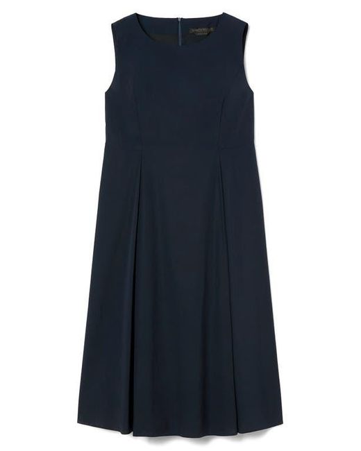 Marina Rinaldi Blue Zimino Sleeveless Stretch Cotton Midi Dress