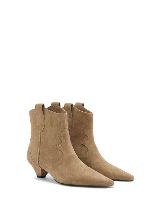 Mango Natural Suede Kitten Heel Ankle Boot