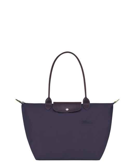 Longchamp Blue Le Pliage Green Recycled Canvas Large Shoulder Tote