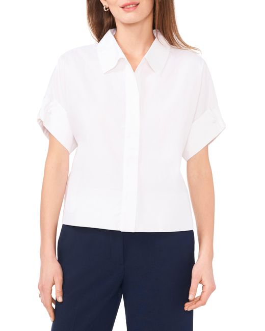 Halogen® White Halogen(r) Short Sleeve Crop Shirt