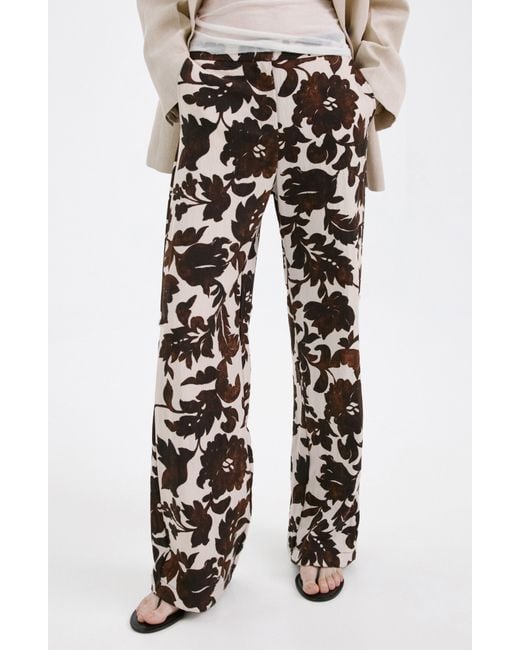 Mango Black Floral Pants