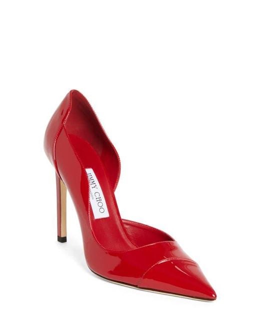 Jimmy Choo Red Brigitte Pointed Toe Half D'Orsay Pump