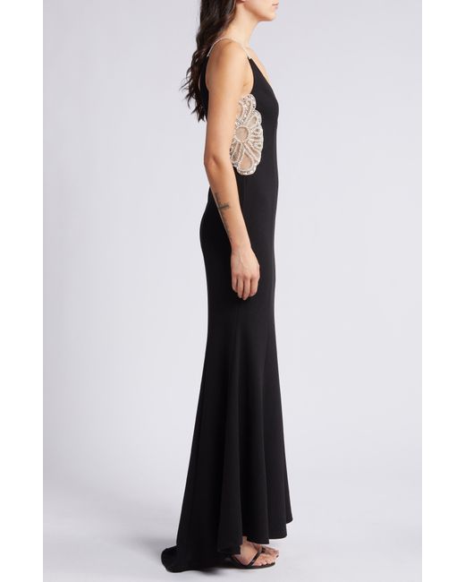 Lulus Black True Luxe Rhinestone Detail Mermaid Gown