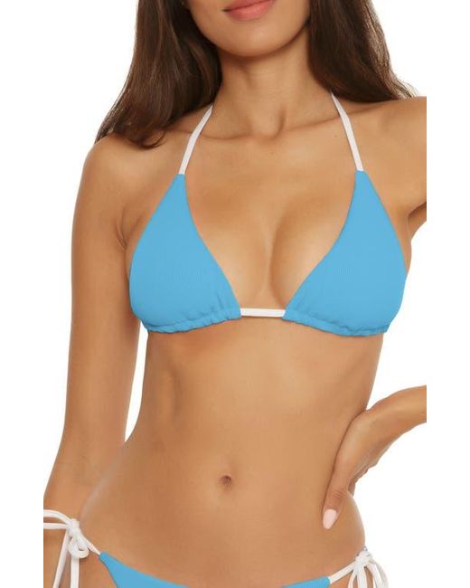 Becca Blue Modern Reversible Rib Triangle Bikini Top