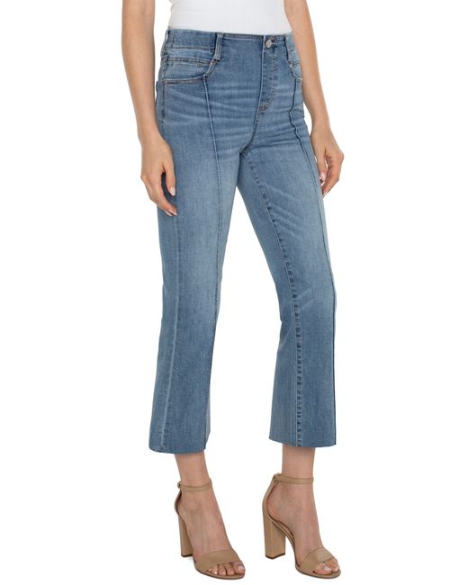 Liverpool Los Angeles Blue Gia Glider Pull-on Raw Hem Crop Flare Jeans
