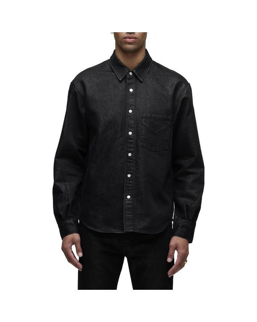 Hudson Black Snap-Up Denim Overshirt for men