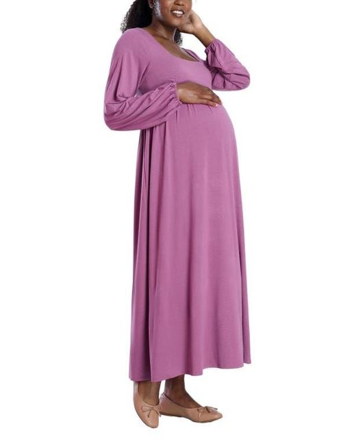 Motherhood Maternity Purple Long Sleeve Empire Waist Maxi Dress