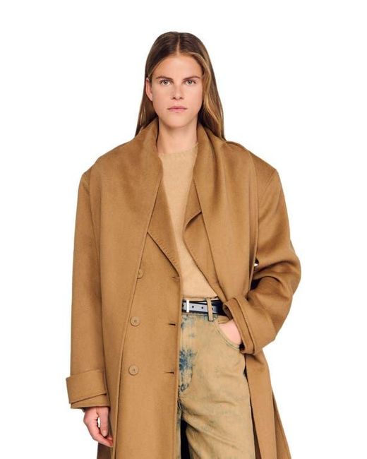 Sandro Natural Oversized Wool Coat