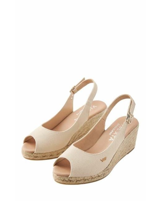 VISCATA White Gavina Canvas Espadrille Sandal Wedges