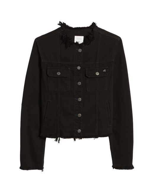 Hidden Jeans Fray Edges Denim Jacket in Black Lyst
