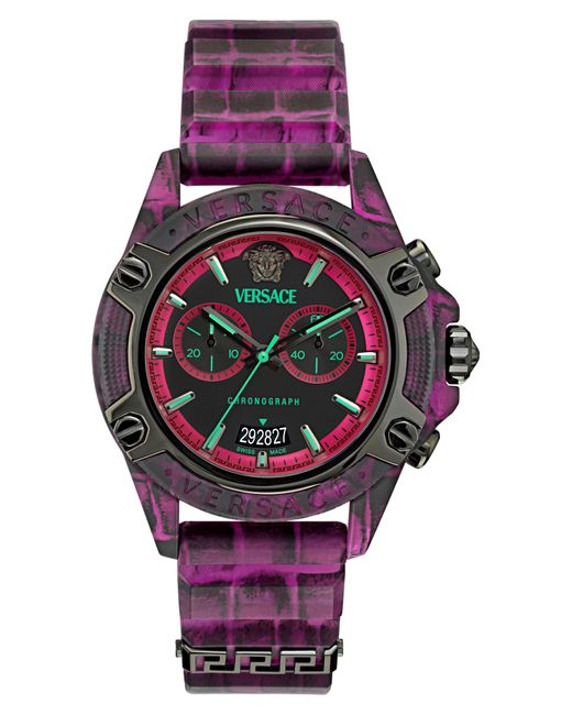 Versace Red Icon Active Chronograph Silicone Strap Watch for men