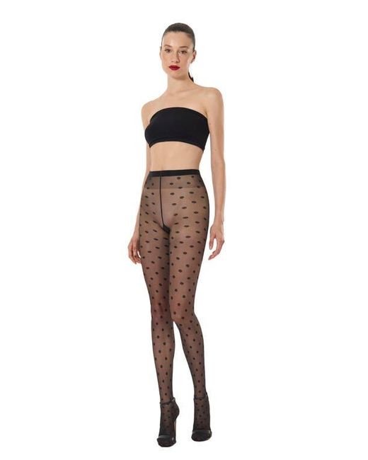 Wolford Black Daisy Sheer Tights