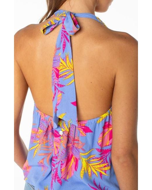 Roxy Blue Fairweather Split Front Halter Top