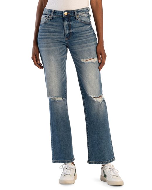 Kut From The Kloth Blue Nadia High Waist Ripped Flare Jeans