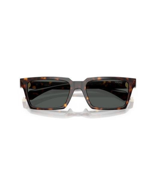 Versace Gray 55Mm Rectangular Sunglasses for men