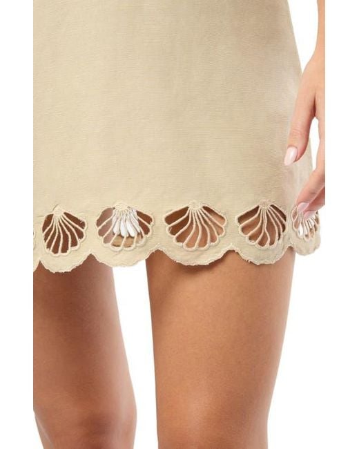 Onia Natural Air Linen Scallop Mini Dress