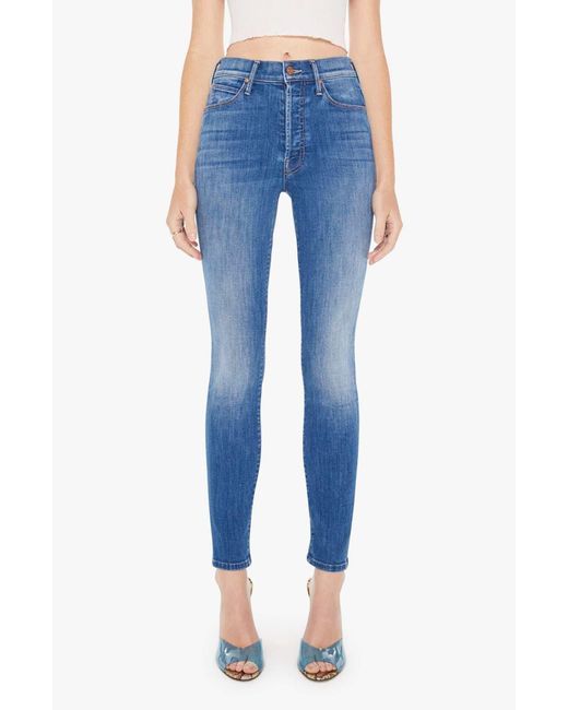 Mother Blue The Stunner Hover High Waist Ankle Skinny Jeans