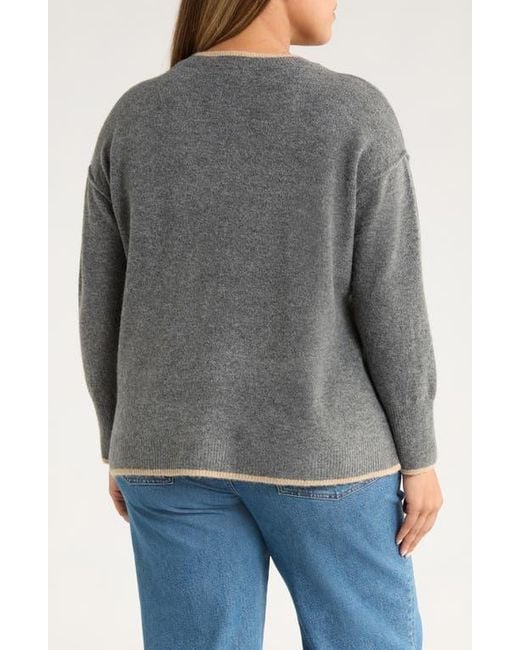Vince Camuto Gray Star Detail Crewneck Sweater