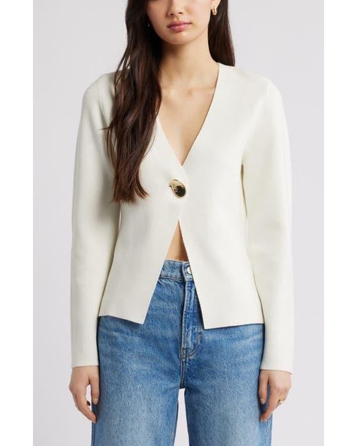 Open Edit White Structured One-Button Cardigan