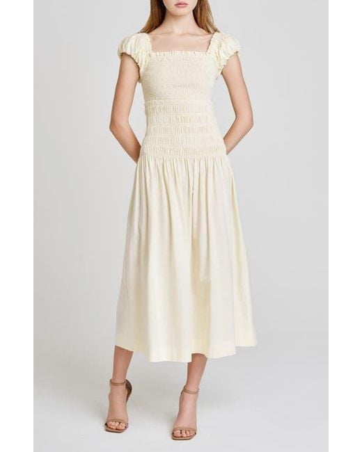 Wayf White Cassidy Smock Bodice Midi Sundress