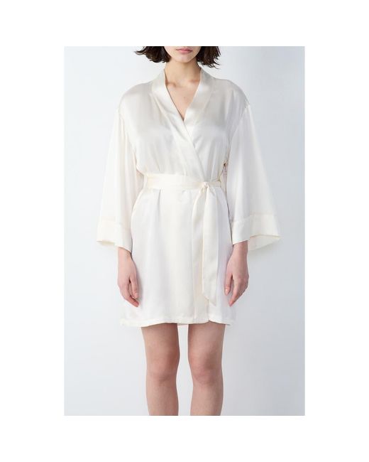Etam White Pearly Deshabille Silk Robe