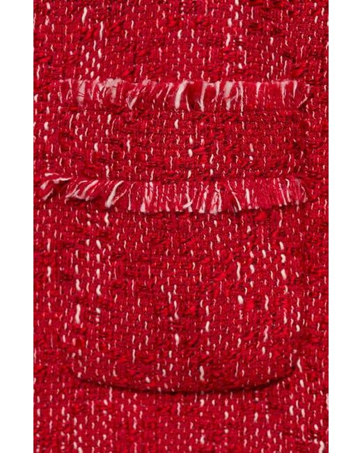 Mango Red Frayed Tweed Jacket
