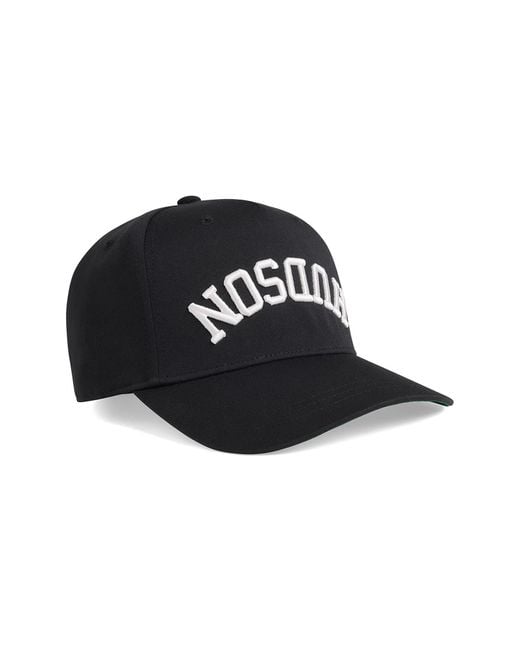 Hudson Black Embroidered Reverse Logo Snapback Ball Cap for men
