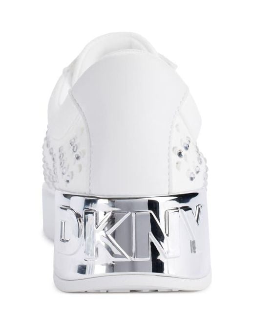 DKNY White Maben Rhinestone Sneaker