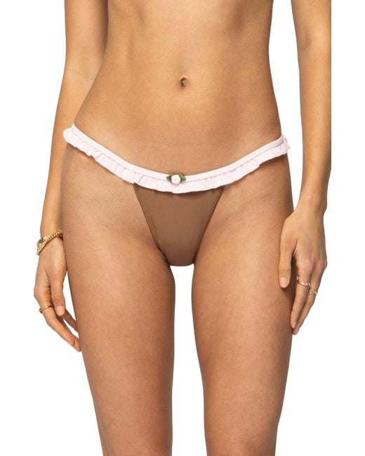 Edikted Brown Kellie Ruffle Bikini Bottoms