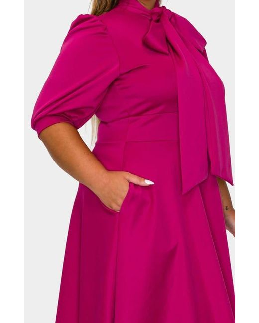L I V D Pink Carina Donna Fit & Flare Midi Dress