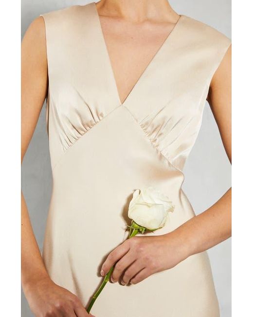 Oasis Natural Satin Maxi Bridesmaid Dress