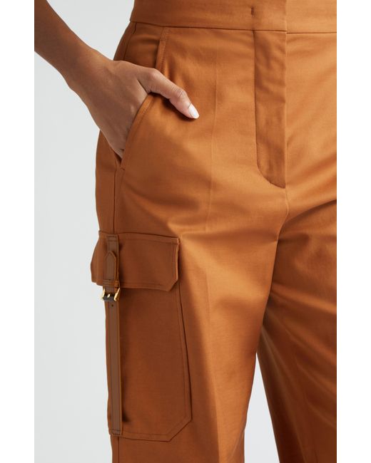 Max Mara Brown Edda Cargo Pocket Relaxed Stretch Cotton Pants
