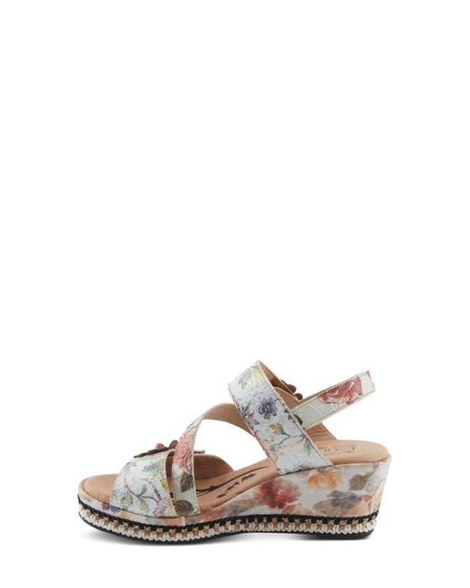 Spring Step White Blissful Slingback Platform Wedge Sandal