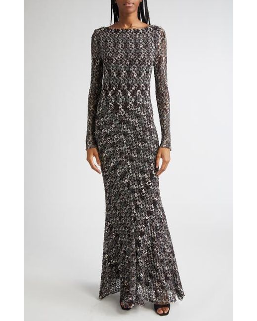 Missoni Gray Knit Metallic Lace Maxi Dress