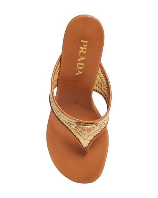 Prada Brown Raffia Wedge Sandal