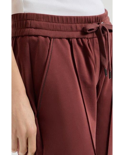 Brunello Cucinelli Red Track Trousers With Monili