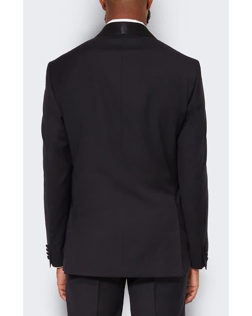 9tofive Blue Peak Lapel Solid Wool Tuxedo Jacket for men