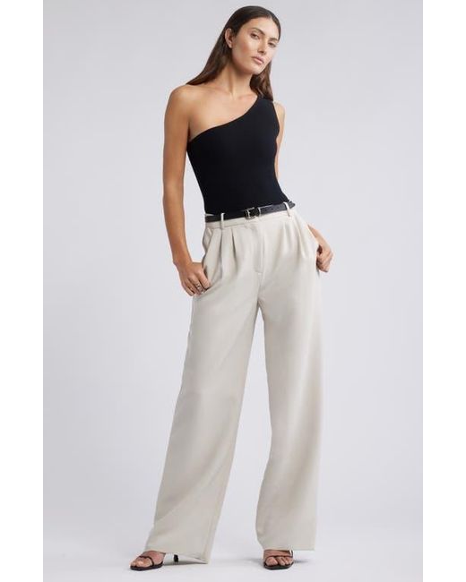 Open Edit Blue Luxe Sculpt Rib One-Shoulder Top