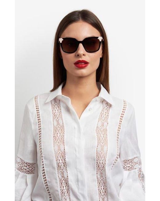 Carolina Herrera Black 53Mm Rectangular Sunglasses