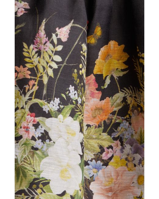 Zimmermann Black Natura Floral Linen & Silk Minidress