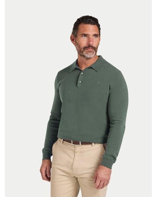 Raging Bull Green Long Sleeve Knitted Polo Shirt for men