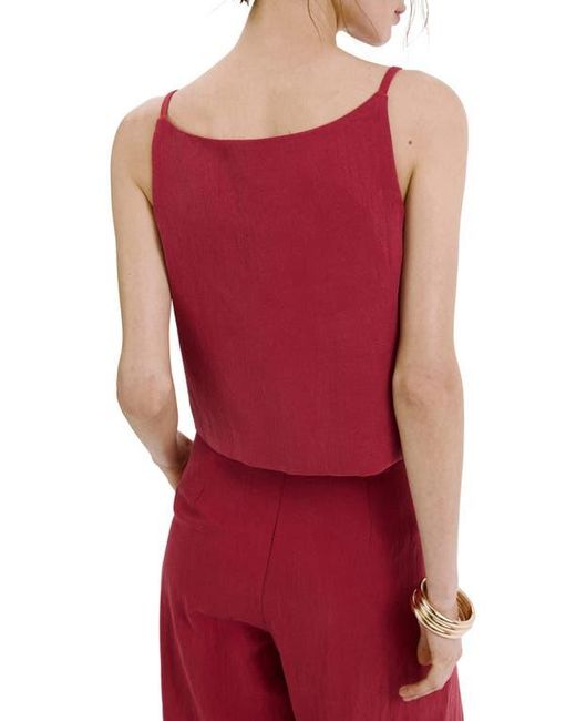 Mango Red Square Neck Button Front Top