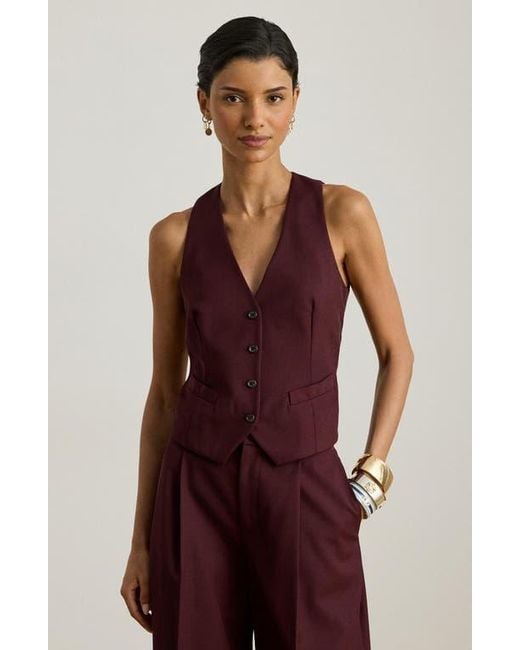 Ralph Lauren Purple Wool Blend Twill Vest