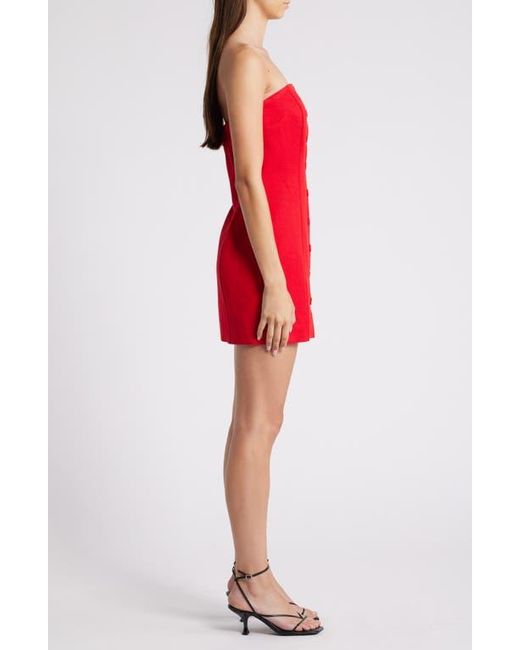 Endless Rose Red Strapless Linen Blend Minidress