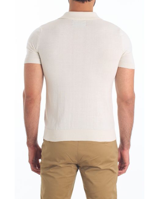 Jared Lang White Pima Cotton Polo Sweater for men