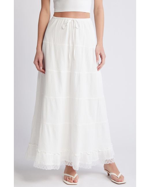 Something New White Emily Tiered Maxi Skirt