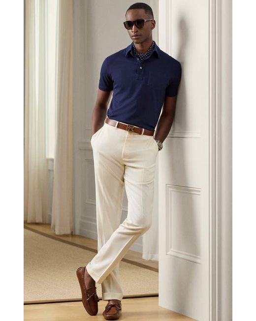 Ralph Lauren Blue Cotton & Cashmere Pocket Polo for men