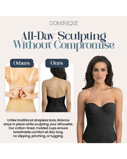Dominique Intimates Black Brianna Low Back Convertible Strapless Corset Bra
